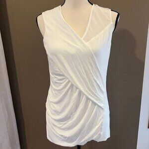 Vince Camuto Cream Sleeveless Draped Top, with sheer shoulder, Size Medium